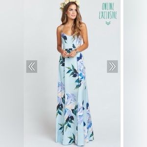 Show Me Your Mumu, Size Small, Mint to be Floral Satin Dress